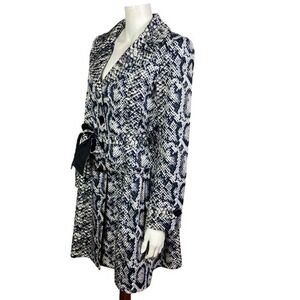 Nanette Lepore trench jacket size 8‎ snake print peplum belted ruffle black blue